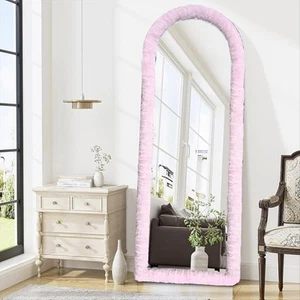 Fluffy Mirror Cover - DIY Full Length 64"L x 21"W, Light Pink - Picture 1 of 7