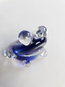 Vintage Murano Blue Blown Glass Sitting Frog Figurine Paperweight Art - Picture 1 of 9