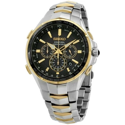 Seiko SSG010 Men's Coutura Radio Sync Solar Chronograph 2 Tone Steel Watch NEW - Image 1 of 4