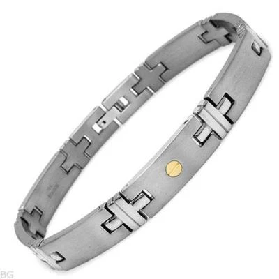 Pulsera caballero hecha en titanio 18K/Ti con incrustación de oro 9,25" Foto 1 de 2