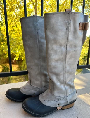 SOREL SLIMPACK TALL 10 EQUESTRIAN Riding Rain Boot Women CHARCOAL COLOR  RARE - Image 1 of 4