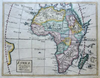 AFRICA BY JOHN SENEX c1741 GENUINE ANTIQUE COPPER ENGRAVED MAP - Image 1 of 3