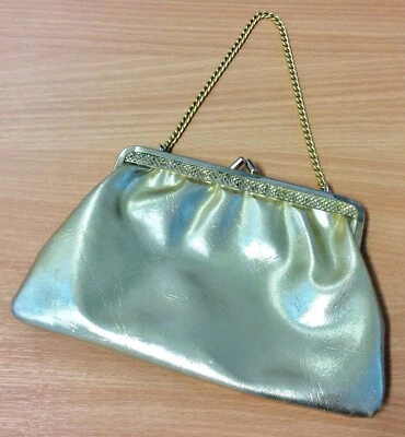 1960s Gold Vinyl Handbag 8” - Image 1 of 2