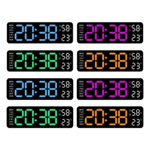 Digital Wall Clock, 9inch LED Alarm Clock with Large Display 3 Brightnesss - Picture 1 of 15