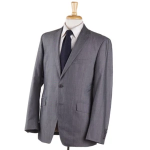 $2375 ETRO Gray Stripe Lightweight Wool and Silk Suit Slim 40 R Paisley Lining - Picture 1 of 12