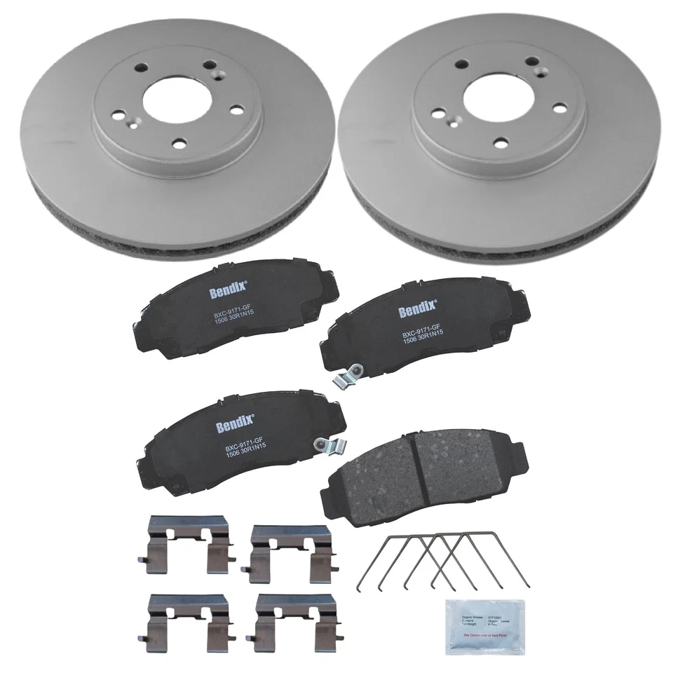 Kit de pastillas de freno delanteras y rotor para Honda Accord EX 2008 rotores recubiertos pastillas Bendix Foto 1 de 1