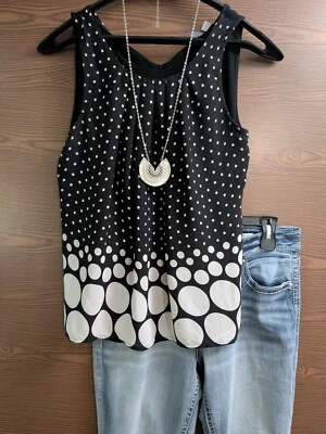 Blusa sin mangas a lunares blanca y negra TALLA M ELLE INVPV3283 Foto 1 de 3