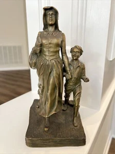 Jennings Brothers co. bookend Pioneer woman And Boy Statue - Picture 1 of 10