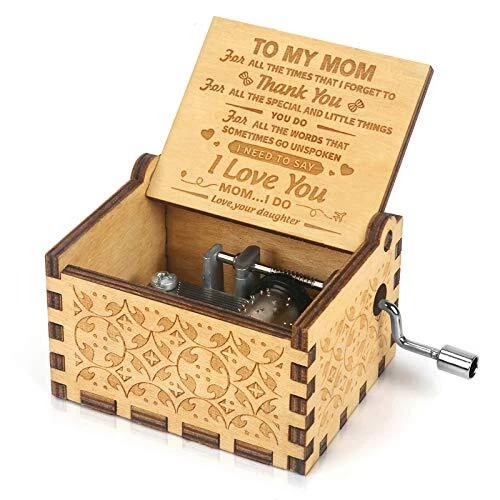 BOOB You Are My Sunshine Hand Crank Music Box small Wood Daughter to Mom