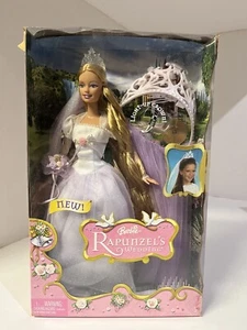 NEU Mattel Barbie Rapunzel Hochzeit 2005 aufleuchtende Krone violette Augen NRFB J1014 - Bild 1 von 2