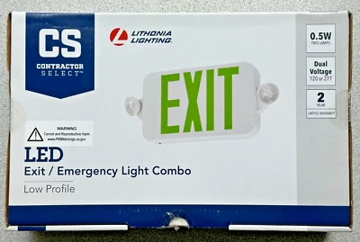 NEW Lithonia Lighting ECC G M6 LED Emergency Exit Sign with LED Lights Combo