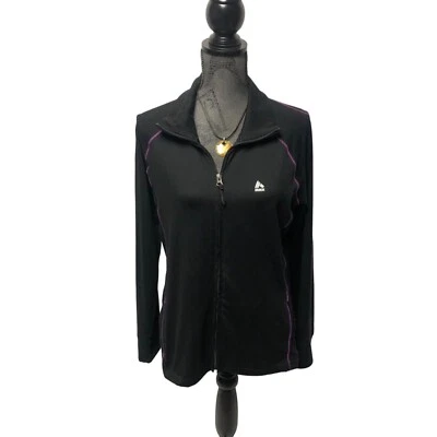 RBX Chaqueta Negra Cremallera Completa Mujer Talla Grande Púrpura Costura Atletismo Sudadera Foto 1 de 4