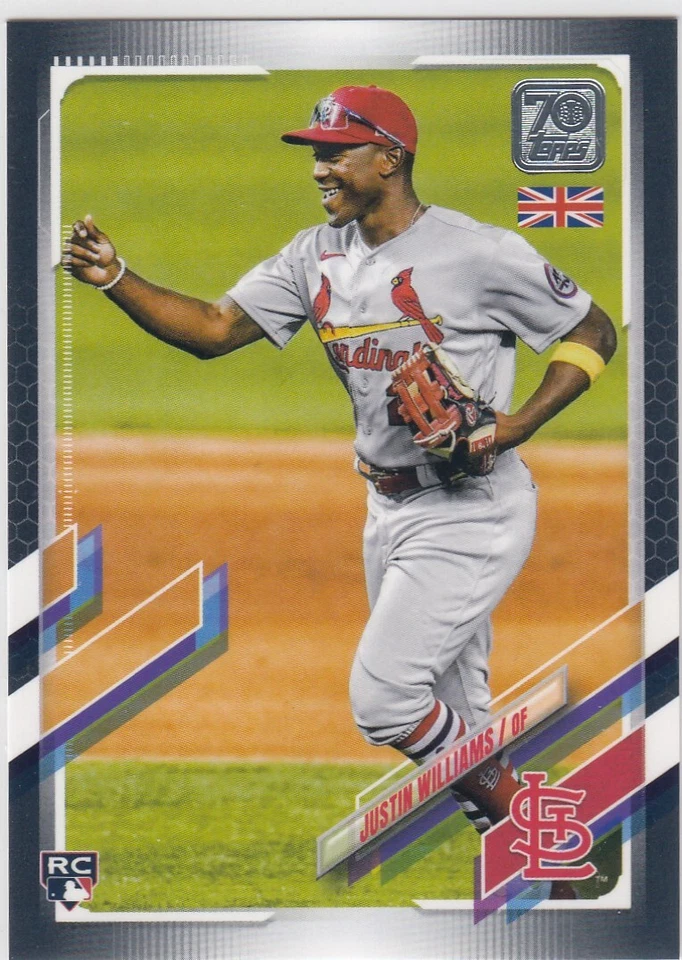 2021 Topps 70th UK JUSTIN WILLIAMS Black Parallel #127 122/125 Cardinals Rookie - Image 1 of 1