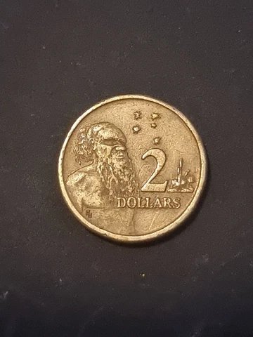 1988 Australian $2 Dollar Coin “HH” & “RDM” initials ft. Aboriginal Elder Cover