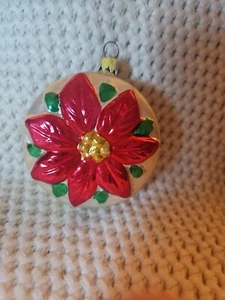 Erwin Eichhorn Glass RED POINSETTIA Christmas Tree Ornament Bavaria Germany - Picture 1 of 2