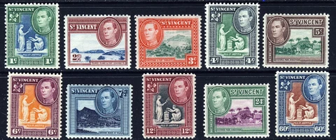 ST. VINCENT King George VI 1949-52 Part New Currency Set SG 164 to SG 174 MINT Cover