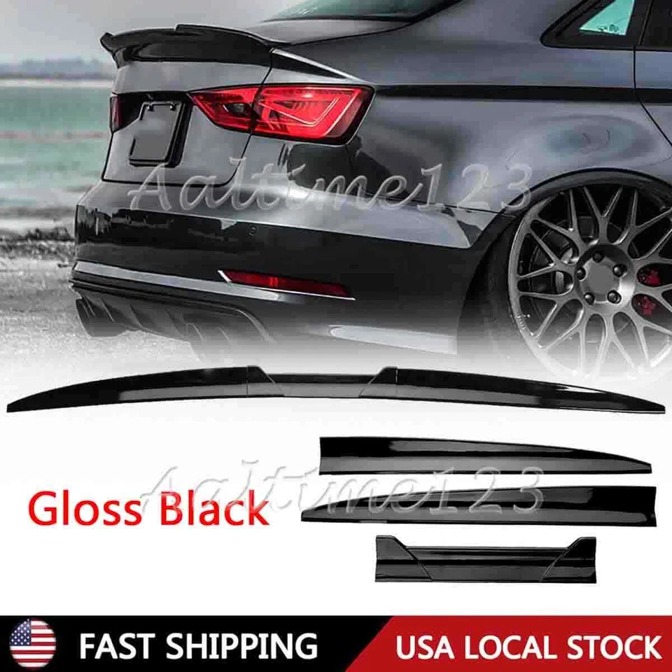 For Audi A3 A4 A5 A6 A7 Quattro Glossy Black Sedan Rear Trunk Spoiler Wing Lip - Image 1 of 4