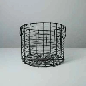 Round Wire Storage Basket Handles Black - Hearth & Hand™ with Magnolia Medium - Picture 1 of 2