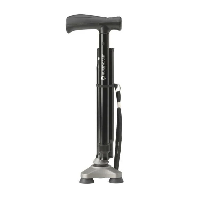 HurryCane HC-CANE-D1 Freedom Edition Folding Cane with T Handle - Black