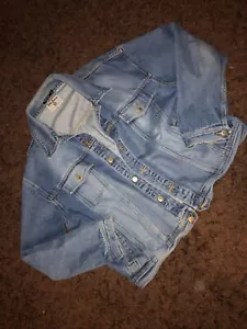 Nasty Gal Women's Denim Jacket Button Front Washed Oversized Blue S/M - Picture 1 of 8