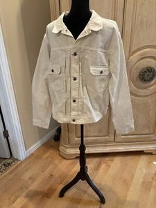 Ralph Lauren denim and supply ivory distressed trucker jacket size XL men’s NWT - Picture 1 of 5