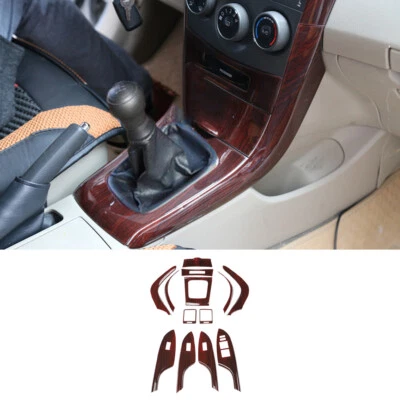 For Toyota Corolla 2007-2013 ABS Red Wood Interior Decoration Frame Cover Trim — 第 1/4 张图片