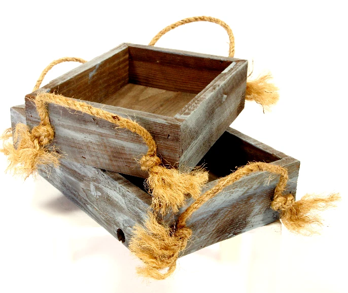 Redwood Basket Flower Box Planters Crate Decorative Home & Garden Decor - Image 1 of 4