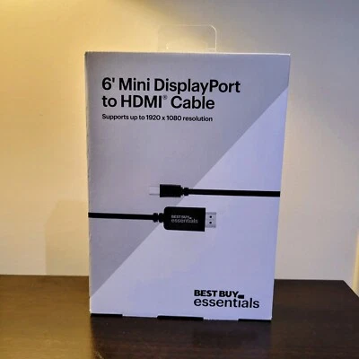 6' Mini DisplayPort to HDMI Cable 1920 x 1080 Black Best Buy Essentials  - Image 1 of 4