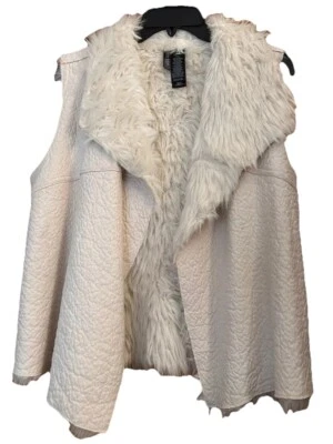 Chaleco abierto para mujer imitación gamuza/piel con cuello frontal de Bisou Bisou talla mediana Foto 1 de 4