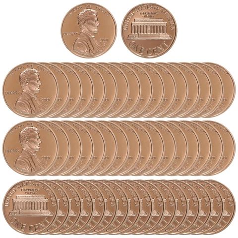 2001 S Lincoln Memorial Cents Gem Deep Cameo Proof Roll Penny 50 US Coins Cover
