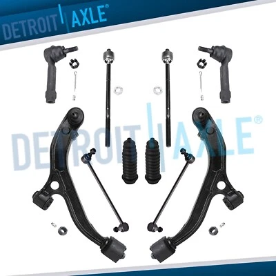 Kit de suspensão 10 peças braços de controle inferiores dianteiros hastes de amarração para 2001-03 Dodge Caravan - Imagem 1 de 4
