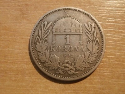1 corona - 1 corona 1892 KB, Francisco José I, Austria Hungría, raro Foto 1 de 2