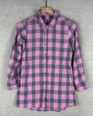 Gymboree Shirt Girls 14 Pink Gray Check Plaid Tunic Long Button Up Colorful NEW - Image 1 of 4