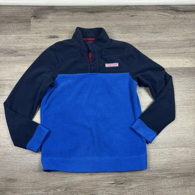 Pulôver de lã Vineyard Vines Harbor quarto de pressão azul infantil tamanho médio 12-14 - Imagem 1 de 4