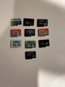 (Lot of 10) Mixed 32GB MICRO SD SDHC Memory Cards Sandisk Kingston Sony PNY 32GB - Picture 1 of 3