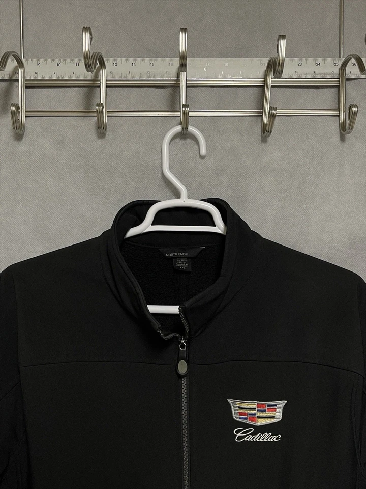 Cadillac Jacket Men L Black Gray Zip Fleece Lined Car Dealer Employee Softshell - Image 1 of 4