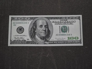 1996 $100 fancy serial number AB88888388V binary near solid circulated  - Picture 1 of 2