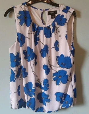 LIZ CLAIBORNE Womens Polyester Tank Top Sleeveless Pleated Floral Multicolor M - Image 1 of 3