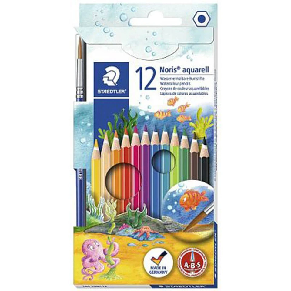 Staedtler Noris Aquarell Watercolor Pencils with Brush Pack of 12 Assorted - Image 1 of 1
