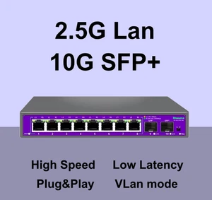 8x 2,5G + 2x 10 GBit  - 10 Port Netzwerk Switch – Lan RJ45 + 10G SFP+ Aluminium - Bild 1 von 6