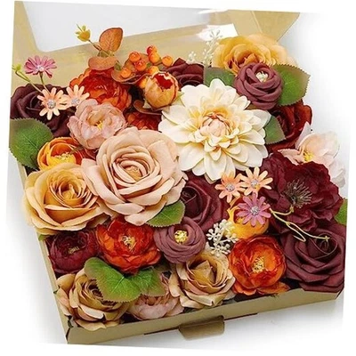 Juego de caja de flores artificiales decoración de otoño flores falsas de seda para centros de mesa hágalo usted mismo  Foto 1 de 4
