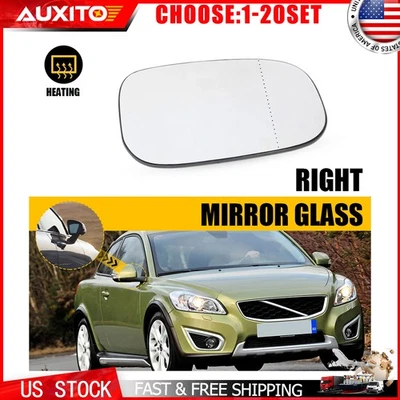 Right Passenger Heated Mirror Glass w/ Backing Plate for Volvo C30 S40 C70 1-5X - image 1 of 4