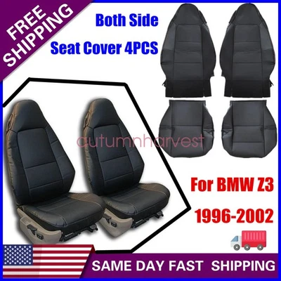 Front Leather Seat Cover Top & Bottom Black Full Surround For 1996-2002 BMW Z3 Foto 1 de 4