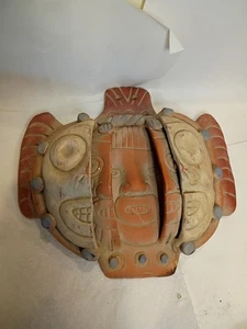 Vintage Mexican Folk Art Terracotta Clay Mask Three Ages Of Man Wall Plaque  - Picture 1 of 6