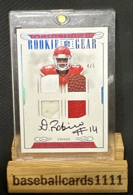 National Treasures Rookie Gear Autograph Chiefs DeMarcus Robinson  4/5  2016 F2 - Image 1 of 2