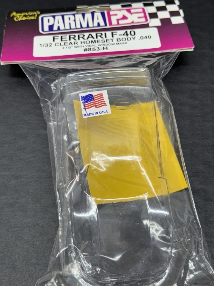 Parma 1/32 прозрачный Lexan Ferrari F40 тела #853-HP с краской маска - новый - Изображение 1 из 1