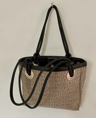 Bolso de Mano Grande OROTON Plantilla Bolso de Hombro Borde Chocolate Taupe Jacquard en E.C. Foto 1 de 4