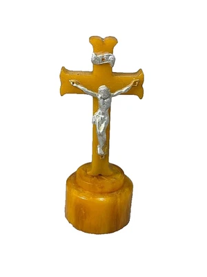 Старинный бакелит Catalin Butterscotch крест распятие - красивый! - Изображение 1 из 3