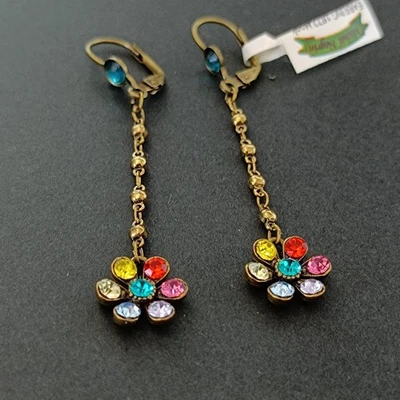 Pendientes Michal Negrin Flor Arco Iris Largo Cuelga Femenino Boho Diseño Alegre Foto 1 de 4