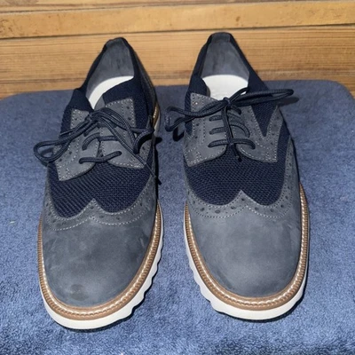 Zapatilla deportiva Joseph Abboud 10,5 M Hawking punta de ala Oxford cuero azul con cordones baja Foto 1 de 4